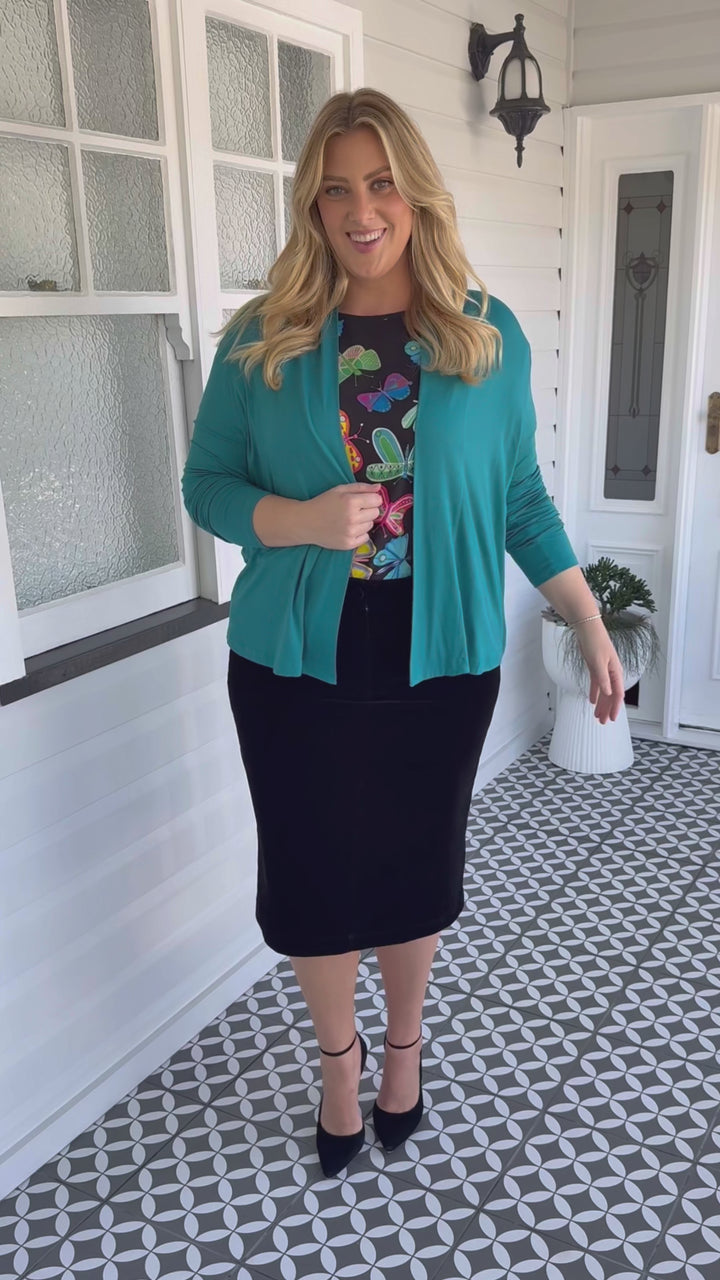 Bella Bamboo Cardie long sleeve in jewel