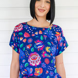 Poppy Top in folk fairytale navy