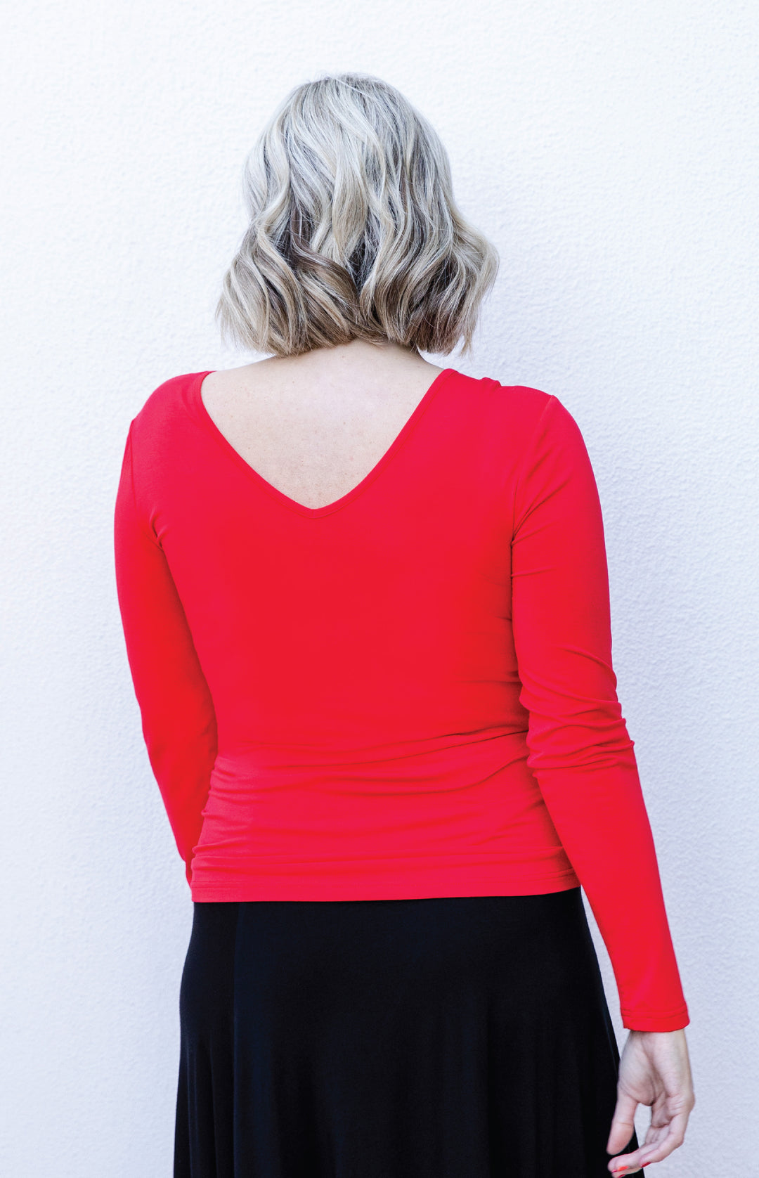 Bamboo Reversible Tee long sleeve in red