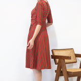 Nicola Dress in sparkle stripes red