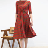 Nicola Dress in sparkle stripes red