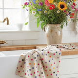 Tea Towel in rainbow dot sand