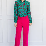 Cherry Velvet Pant in fuchsia