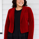 Perfect Velvet Blazer in cherry