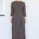 Zoe Dress 3/4 Sleeve in sienna stripe