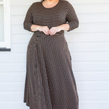 Zoe Dress 3/4 Sleeve in sienna stripe