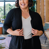 Bella Bamboo Cardie 3/4 sleeve in black