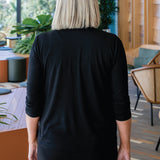 Bella Bamboo Cardie 3/4 sleeve in black