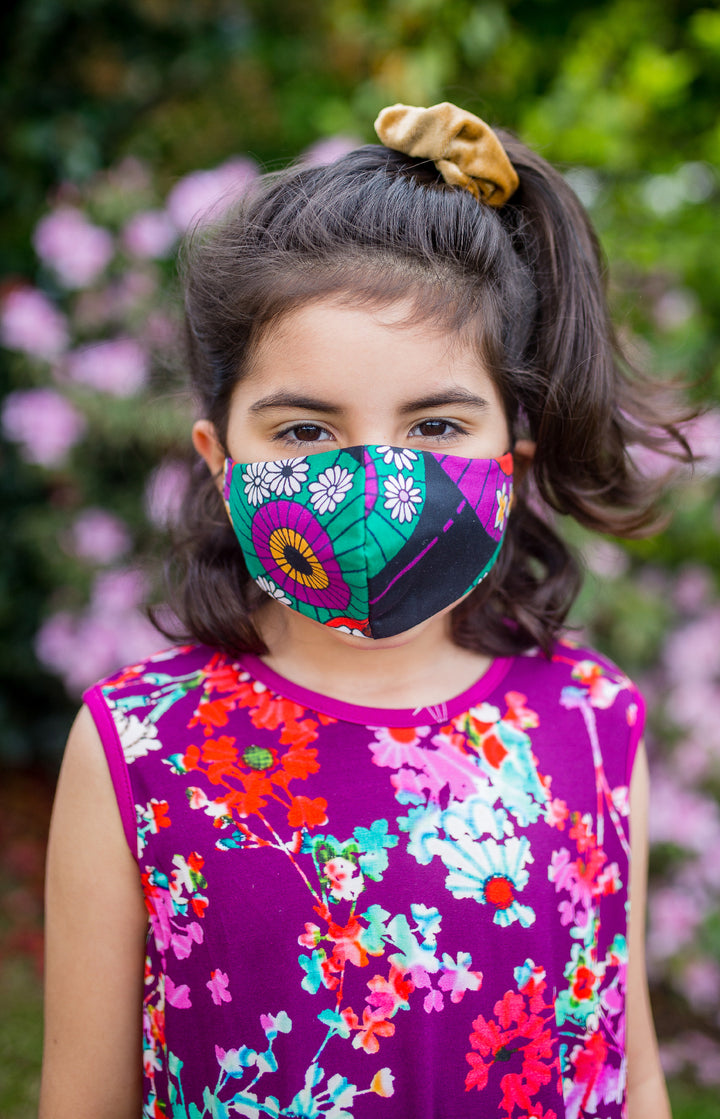 Maiocchi Kids Face Mask in black blossom