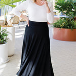 Maiocchi Must Have Bamboo Skirt in black - versatile women’s midi skirt made in buttery bamboo fabric