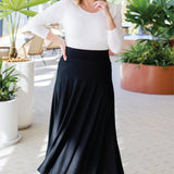 Maiocchi Must Have Bamboo Skirt in black - versatile women’s midi skirt made in buttery bamboo fabric