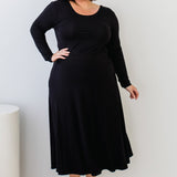Classic black bamboo midi skirt – versatile everyday style by Maiocchi