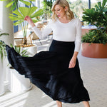 Luxe bamboo plain black skirt - versatile styling piece for layering