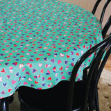 Tablecloth Round in queen of hearts green