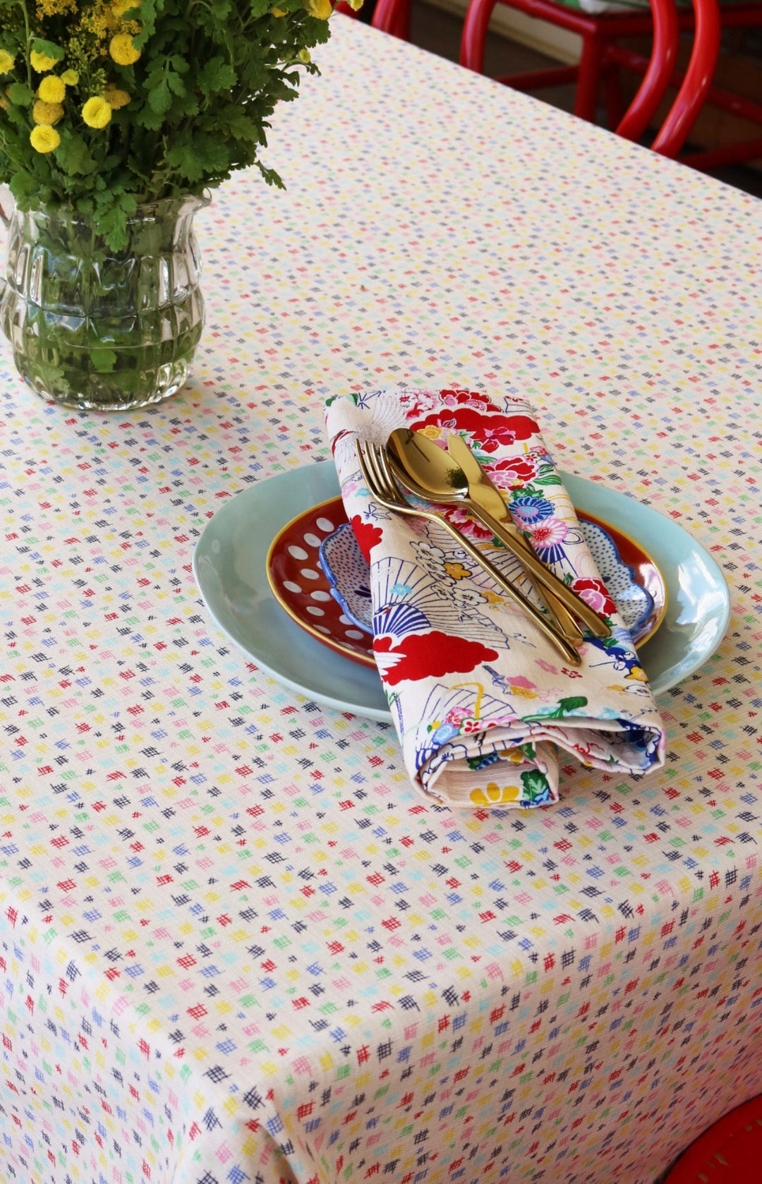 Tablecloth Large in crosshatch cream