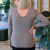Bamboo Reversible Tee long sleeve in pebble