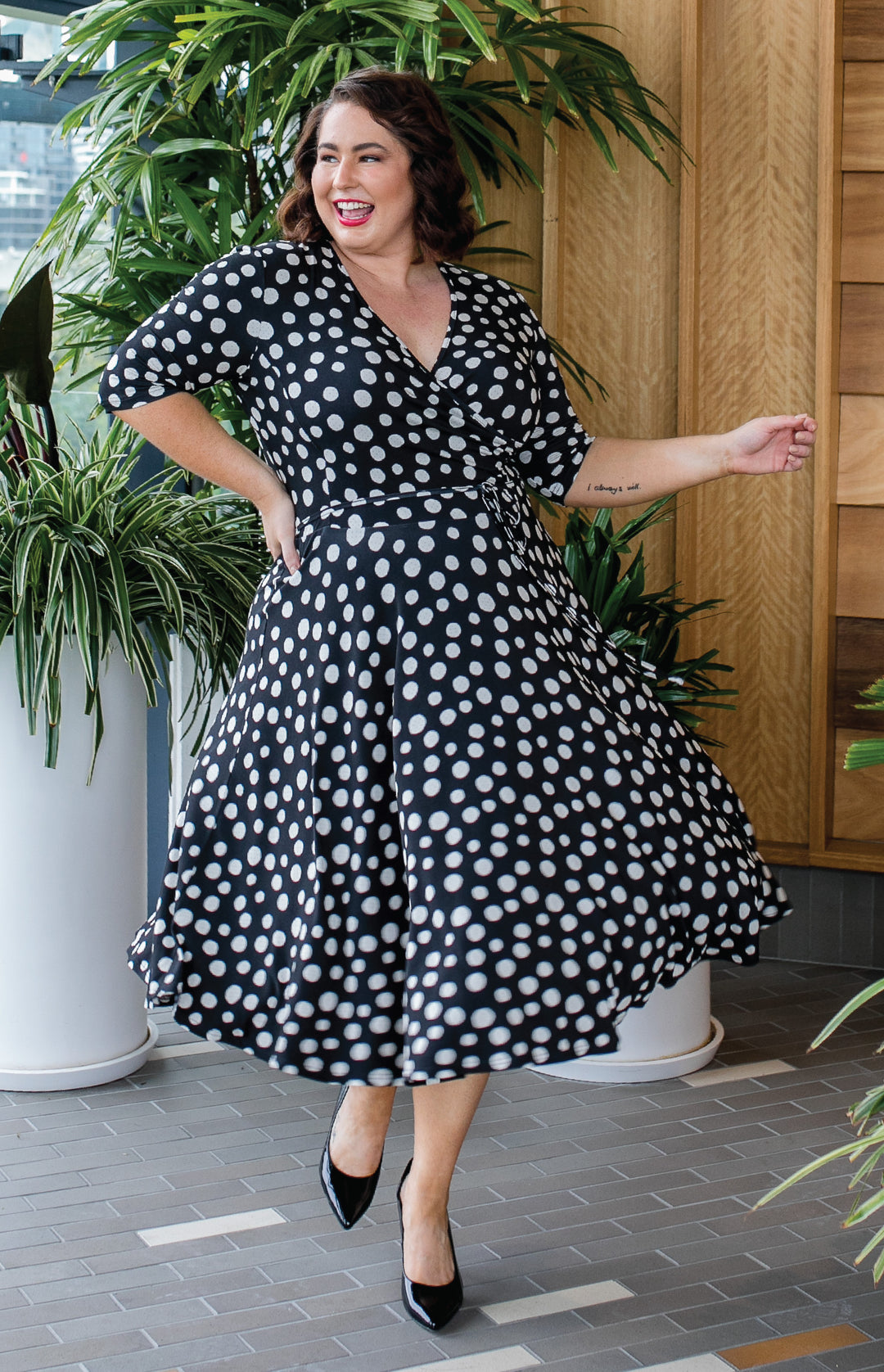 Lucinda Dress in polka dotty black