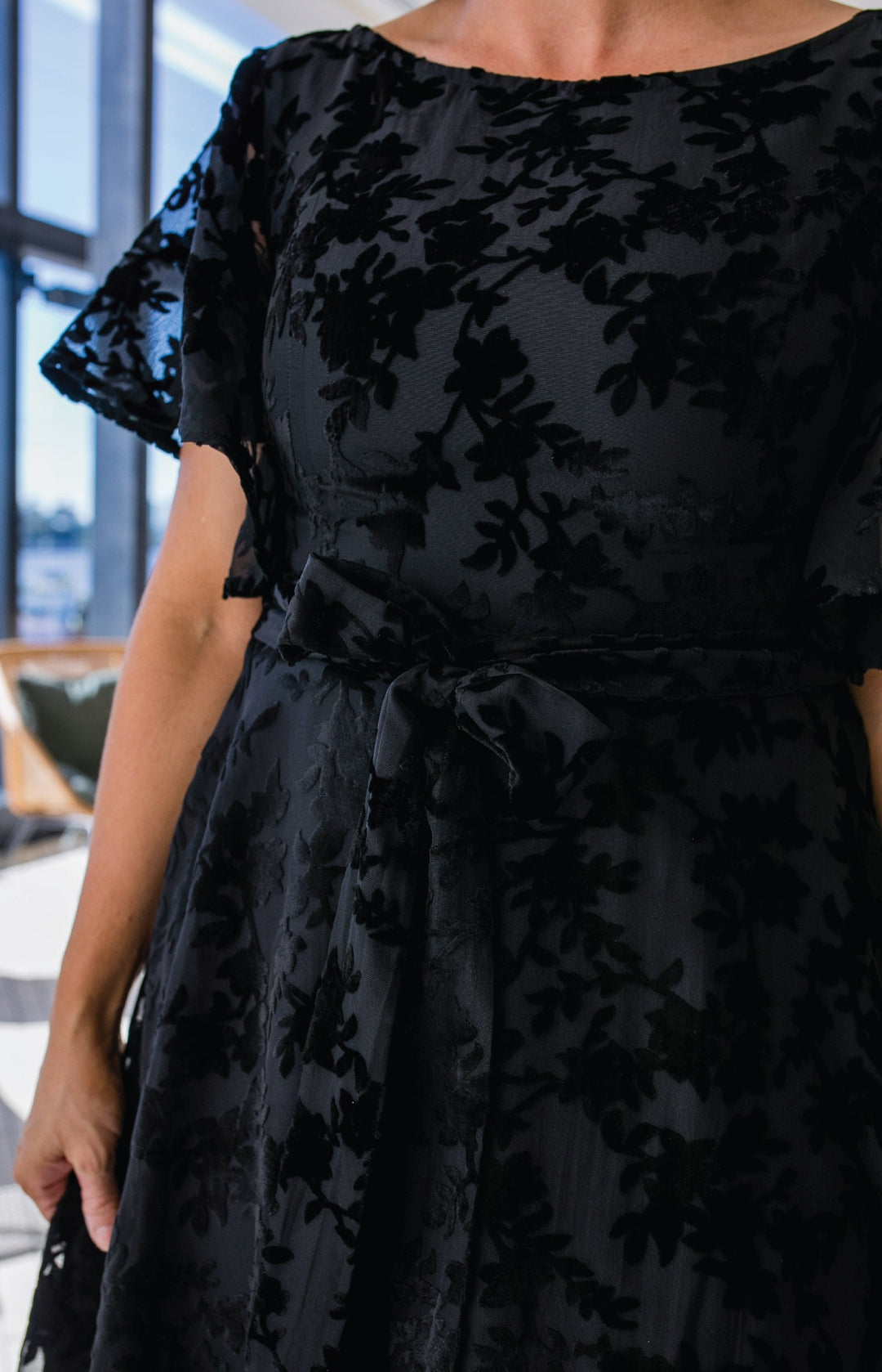 Evie Dress in black velvet