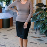 Bamboo Reversible Tee long sleeve in pebble