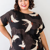 PRE-ORDER Poppy Top in poetry in motion black