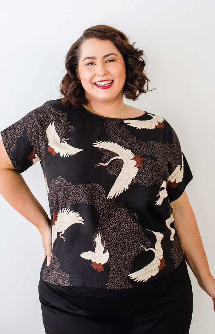 PRE-ORDER Poppy Top in poetry in motion black