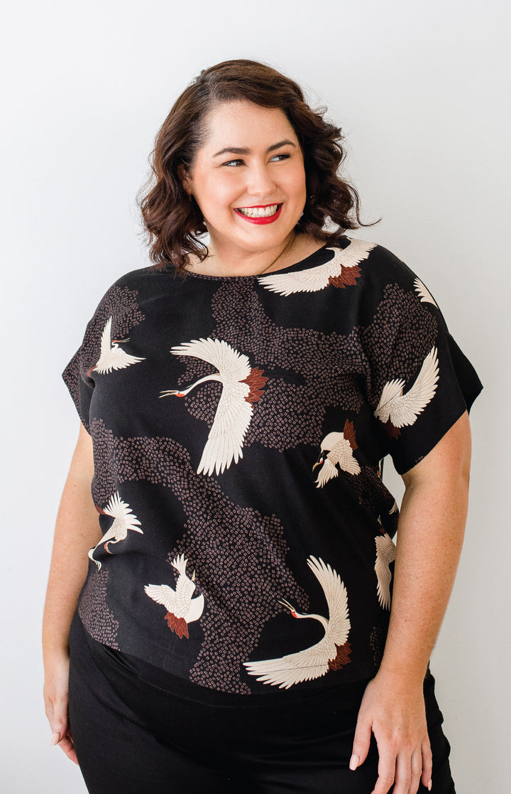 PRE-ORDER Poppy Top in poetry in motion black