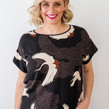 PRE-ORDER Poppy Top in poetry in motion black