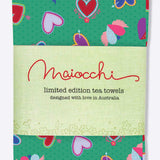 Tea Towel in queen of hearts green