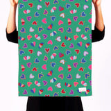 Tea Towel in queen of hearts green