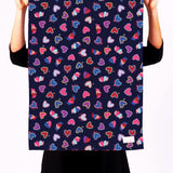 Tea Towel in queen of hearts navy