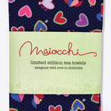Tea Towel in queen of hearts navy