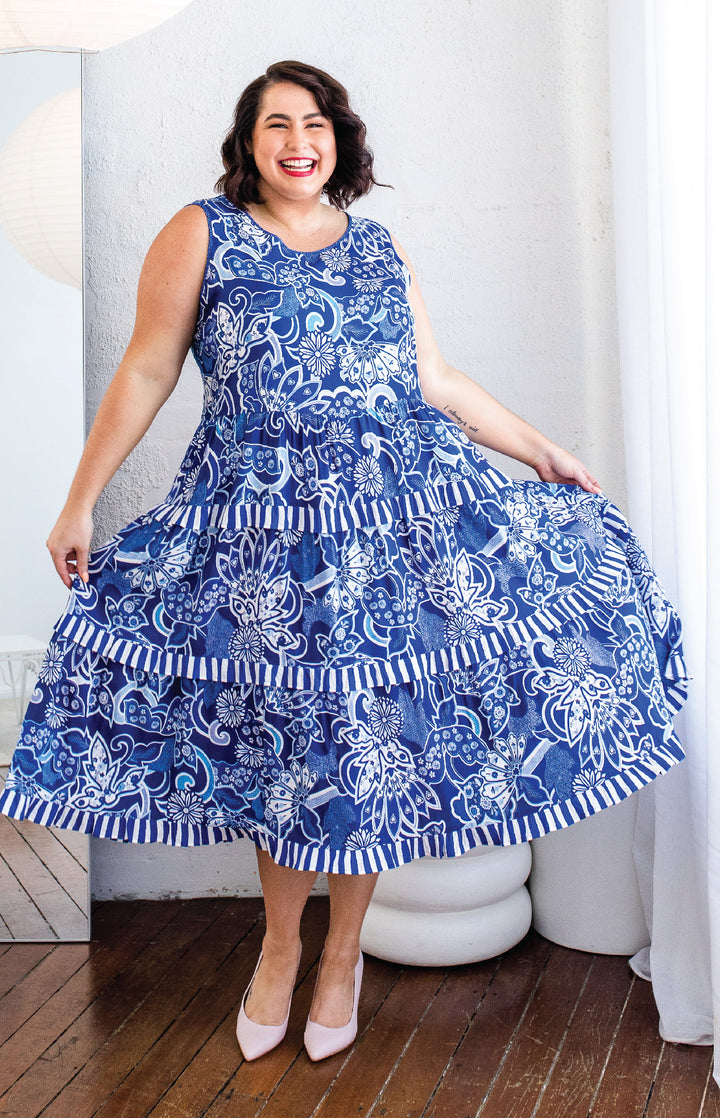 Ruffled All Over Dress in she's the one blue