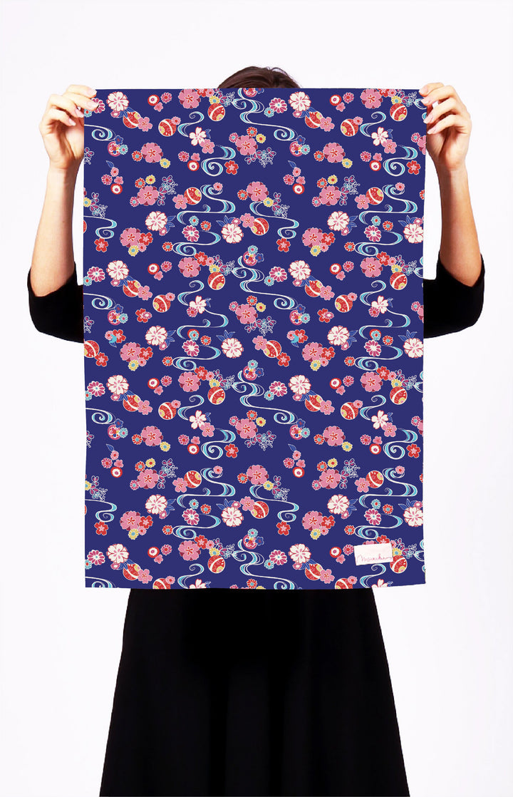Tea Towel in blue ditsy